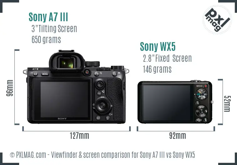 Sony A7 III vs Sony WX5 Screen and Viewfinder comparison