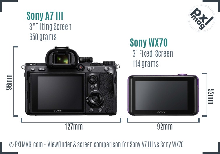 Sony A7 III vs Sony WX70 Screen and Viewfinder comparison