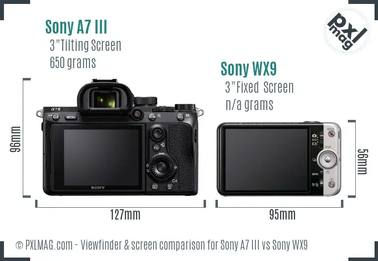 Sony A7 III vs Sony WX9 Screen and Viewfinder comparison