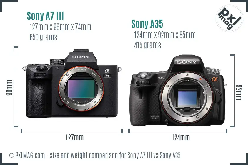 Sony A7 III vs Sony A35 size comparison