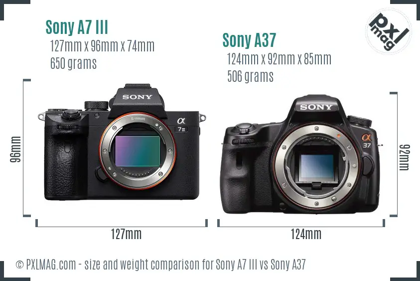 Sony A7 III vs Sony A37 size comparison
