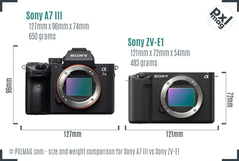 Sony A7 III vs Sony ZV-E1 size comparison Sony A7 III vs Sony ZV-E1 size comparison