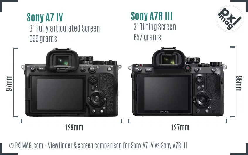 Sony A7 IV vs Sony A7R III Screen and Viewfinder comparison