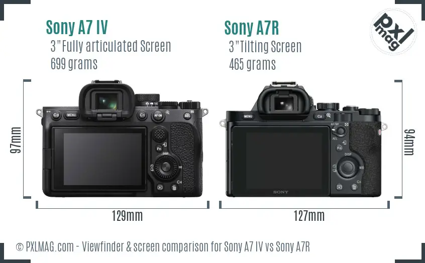 Sony A7 IV vs Sony A7R Screen and Viewfinder comparison