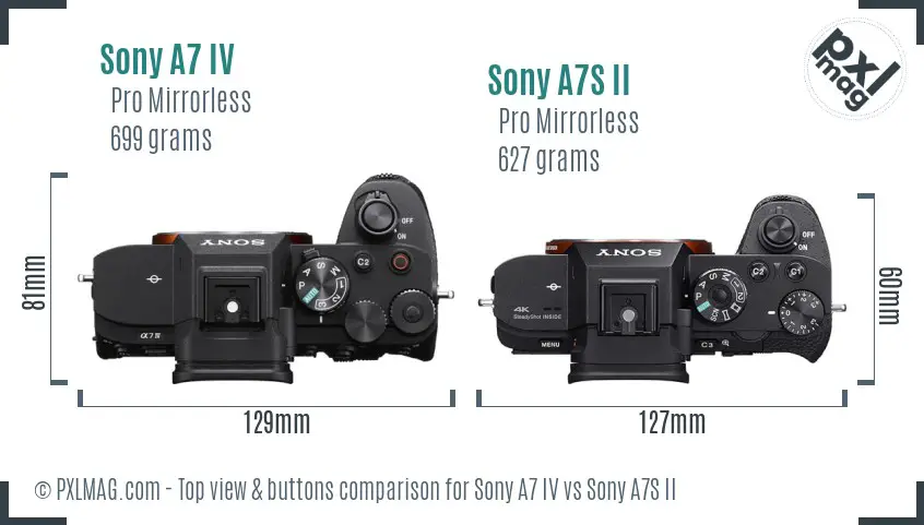 Sony A7 IV vs Sony A7S II top view buttons comparison