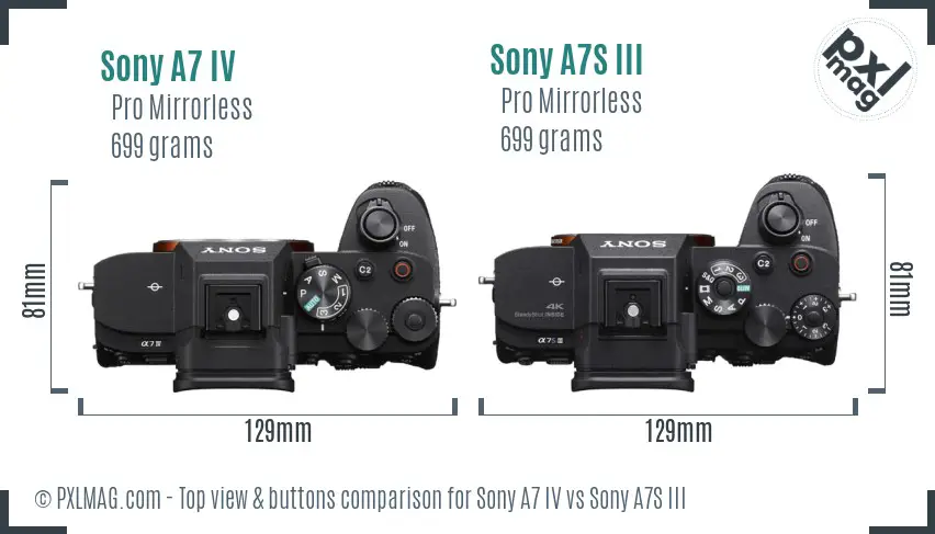 Sony A7 IV vs Sony A7S III top view buttons comparison