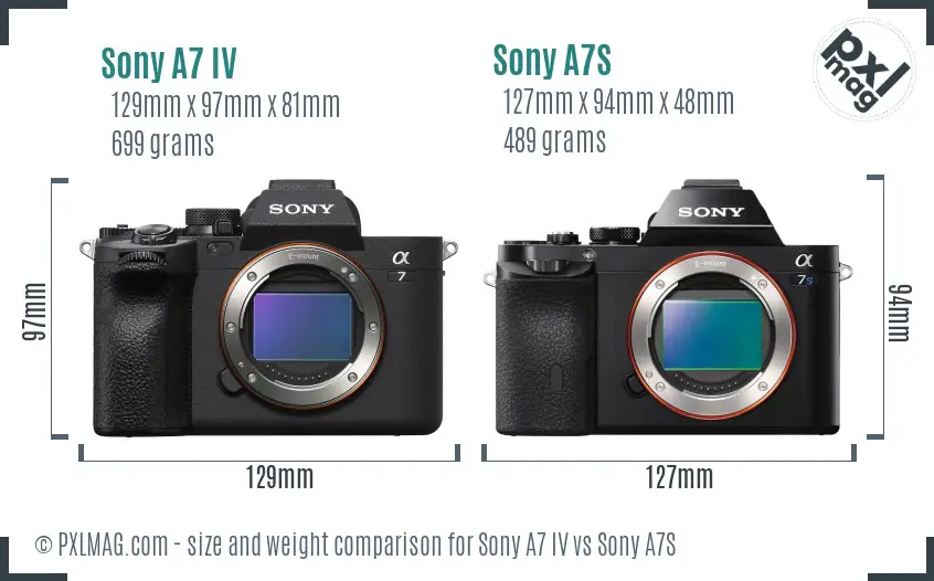 Sony A7 IV vs Sony A7S size comparison