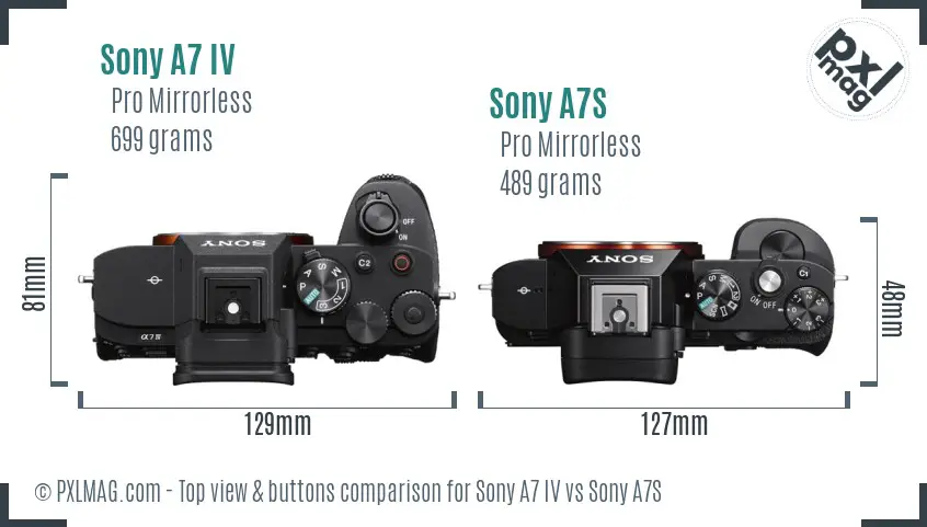 Sony A7 IV vs Sony A7S top view buttons comparison