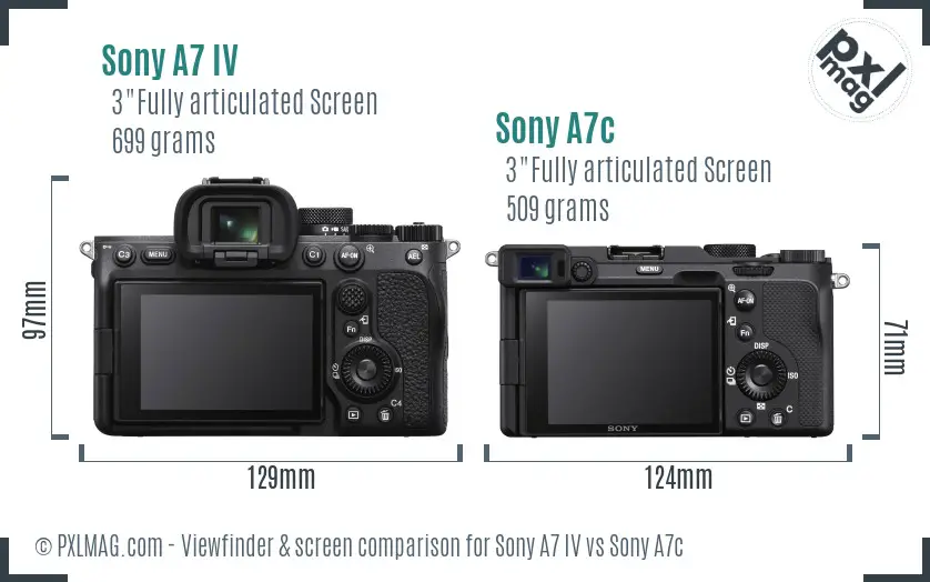 Sony A7 IV vs Sony A7c Screen and Viewfinder comparison Sony A7 IV vs Sony A7c Screen and Viewfinder comparison