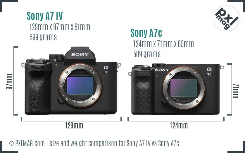 Sony A7 IV vs Sony A7c size comparison Sony A7 IV vs Sony A7c size comparison