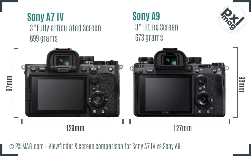 Sony A7 IV vs Sony A9 Screen and Viewfinder comparison
