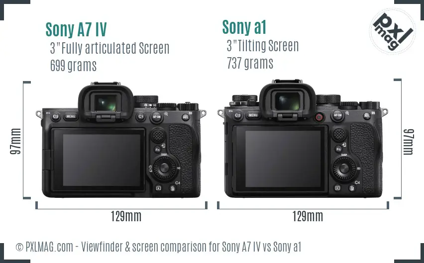 Sony A7 IV vs Sony a1 Screen and Viewfinder comparison