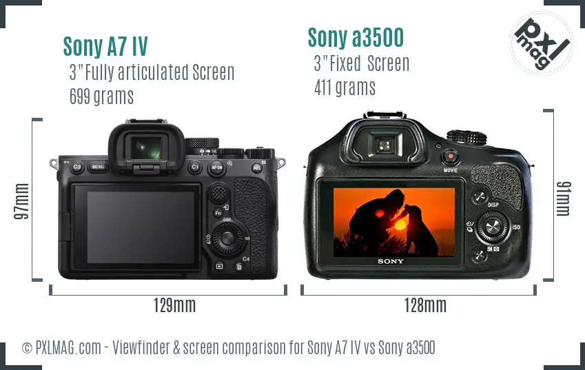 Sony A7 IV vs Sony a3500 Screen and Viewfinder comparison