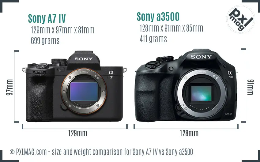 Sony A7 IV vs Sony a3500 size comparison