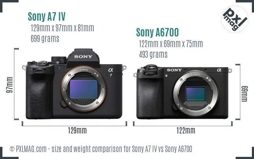 Sony A7 IV vs Sony A6700 size comparison