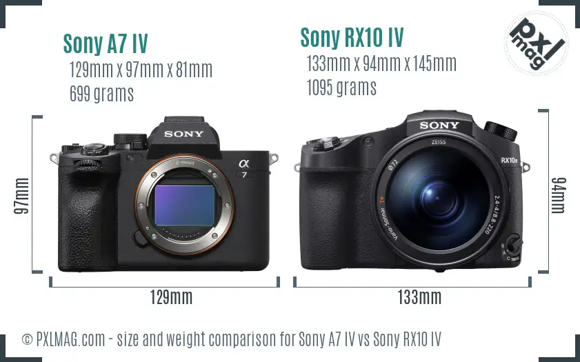 Sony A7 IV vs Sony RX10 IV size comparison