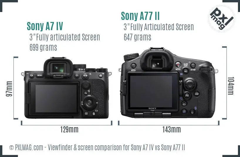 Sony A7 IV vs Sony A77 II Screen and Viewfinder comparison