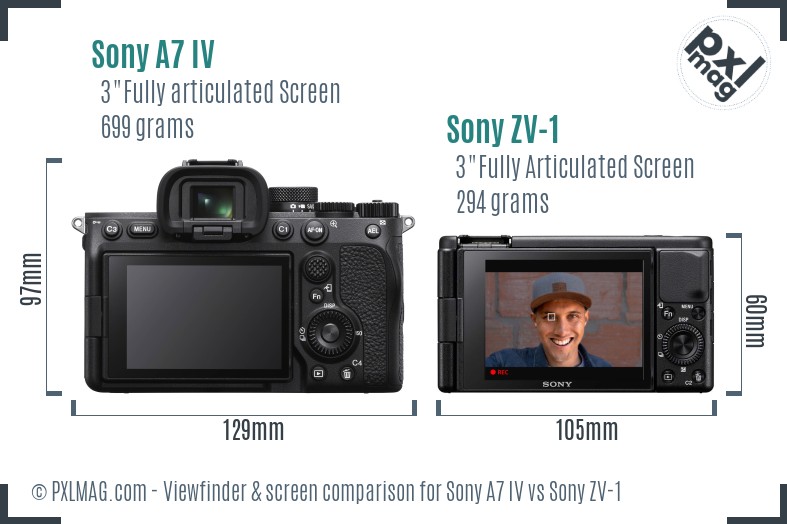 Sony A7 IV vs Sony ZV-1 Screen and Viewfinder comparison