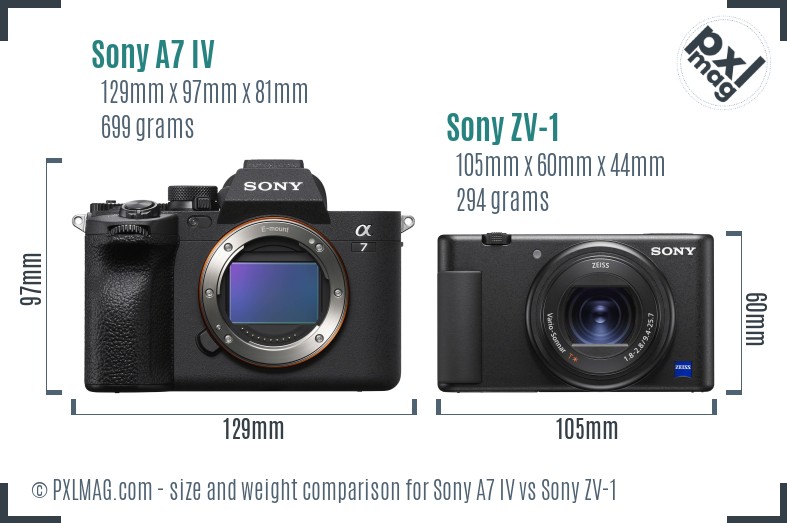 Sony A7 IV vs Sony ZV-1 size comparison