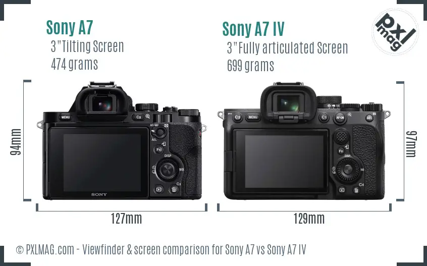 Sony A7 vs Sony A7 IV Screen and Viewfinder comparison