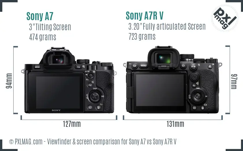 Sony A7 vs Sony A7R V Screen and Viewfinder comparison