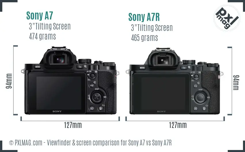 Sony A7 vs Sony A7R Screen and Viewfinder comparison