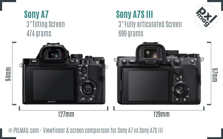 Sony A7 vs Sony A7S III Screen and Viewfinder comparison