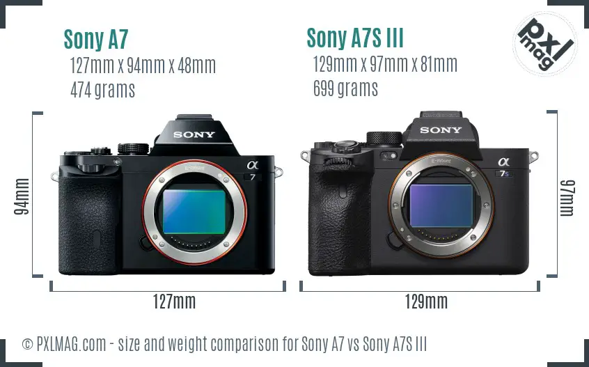 Sony A7 vs Sony A7S III size comparison