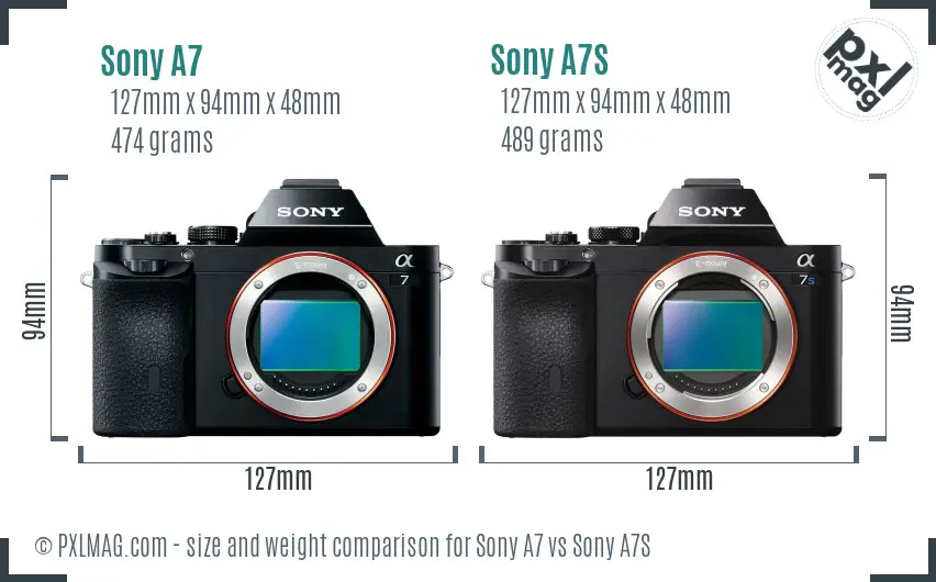 Sony A7 vs Sony A7S size comparison