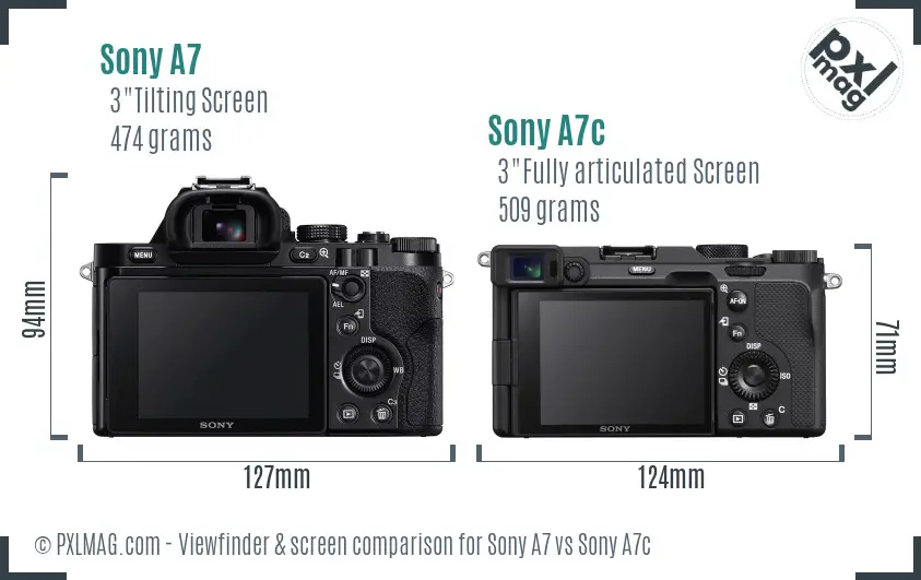 Sony A7 vs Sony A7c Screen and Viewfinder comparison