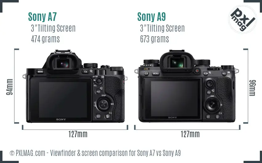 Sony A7 vs Sony A9 Screen and Viewfinder comparison