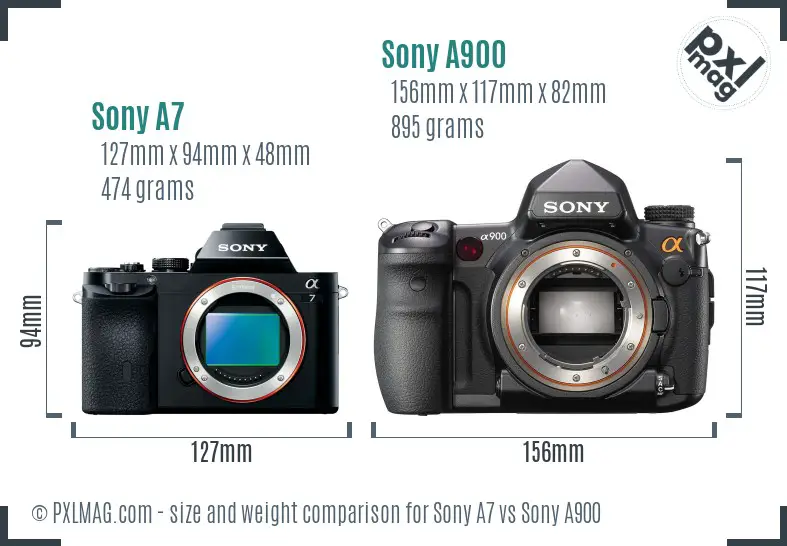 Sony A7 vs Sony A900 size comparison