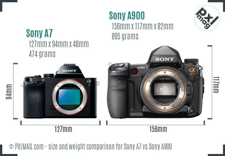 Sony A7 vs Sony A900 size comparison Sony A7 vs Sony A900 size comparison