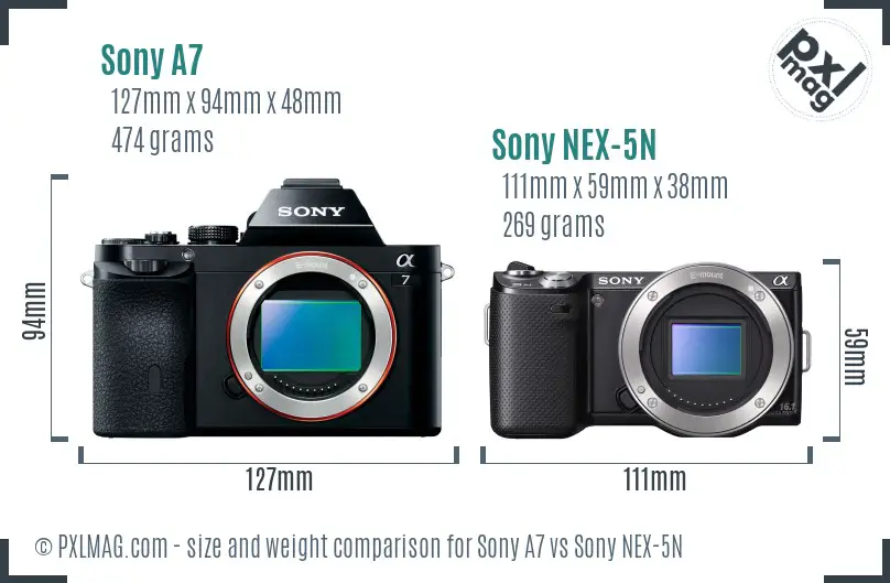 Sony A7 vs Sony NEX-5N size comparison