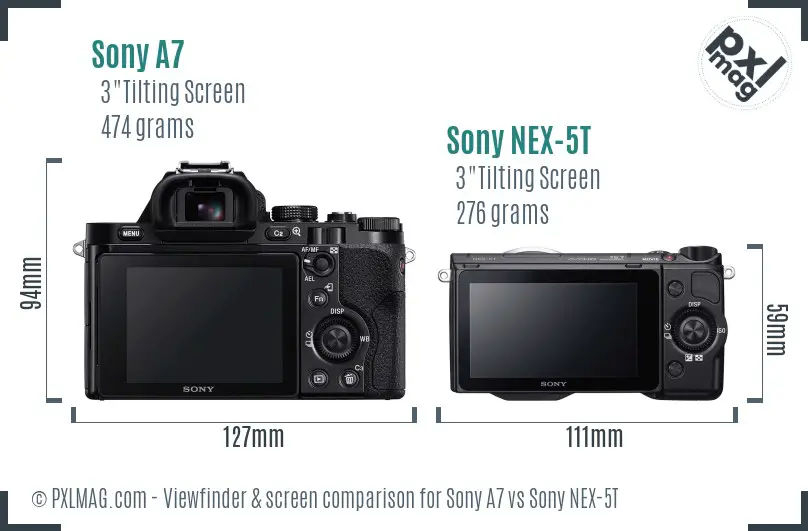 Sony A7 vs Sony NEX-5T Screen and Viewfinder comparison