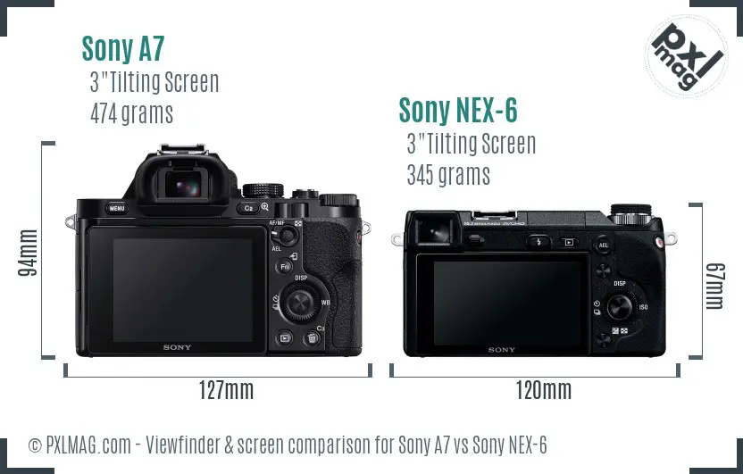 Sony A7 vs Sony NEX-6 Screen and Viewfinder comparison Sony A7 vs Sony NEX-6 Screen and Viewfinder comparison