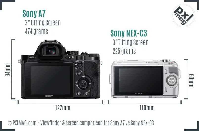 Sony A7 vs Sony NEX-C3 Screen and Viewfinder comparison