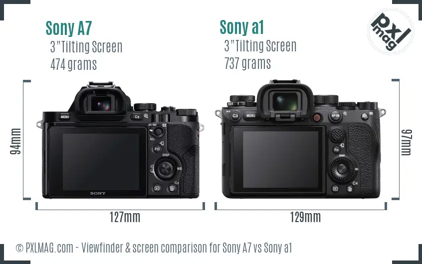 Sony A7 vs Sony a1 Screen and Viewfinder comparison