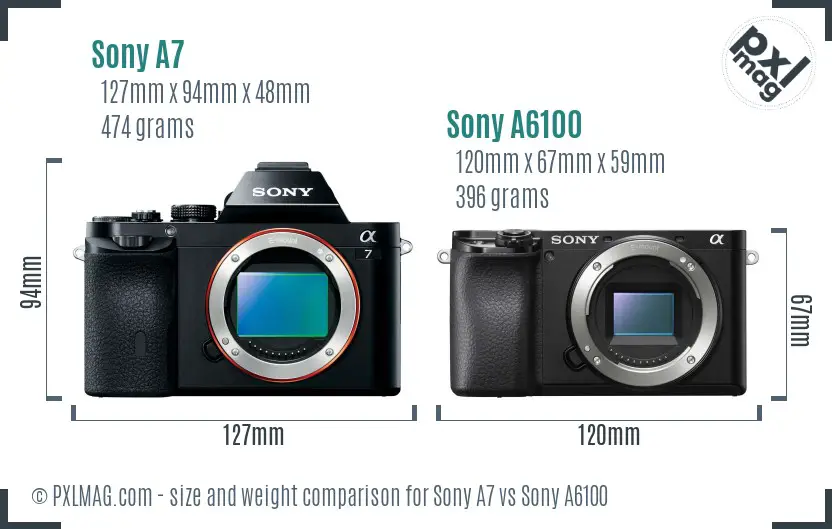 Sony A7 vs Sony A6100 size comparison