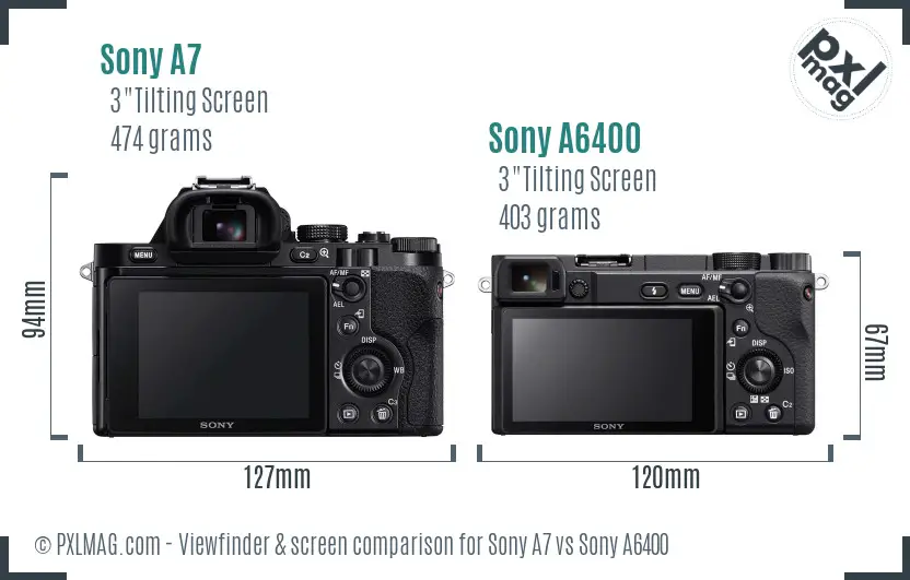 Sony A7 vs Sony A6400 Screen and Viewfinder comparison