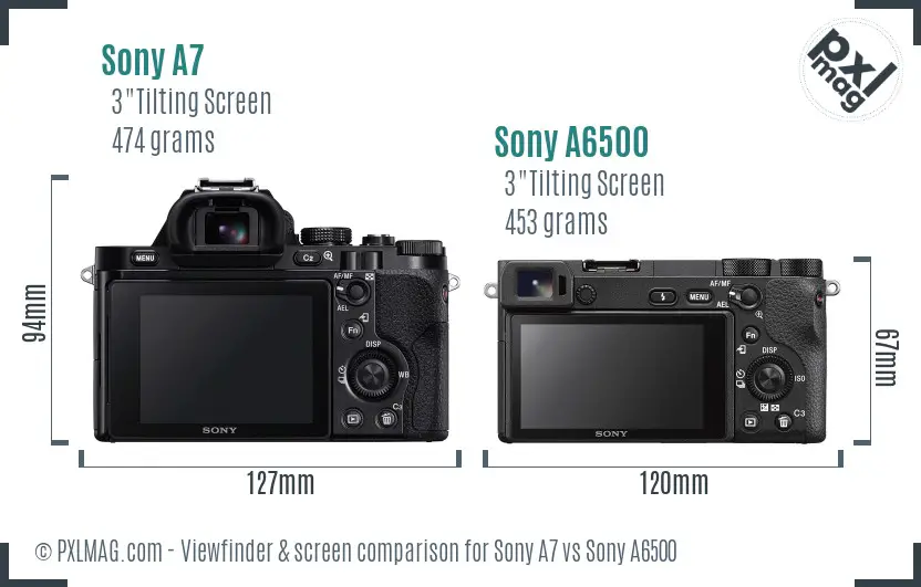 Sony A7 vs Sony A6500 Screen and Viewfinder comparison