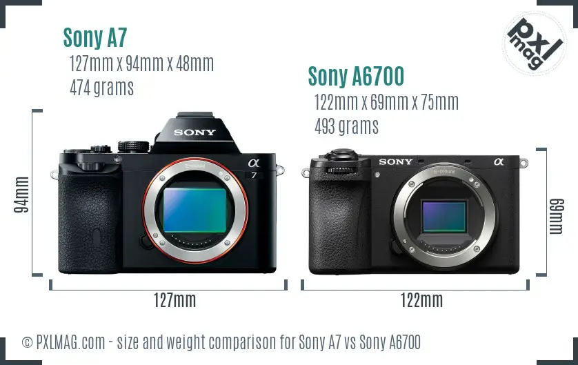 Sony A7 vs Sony A6700 size comparison Sony A7 vs Sony A6700 size comparison