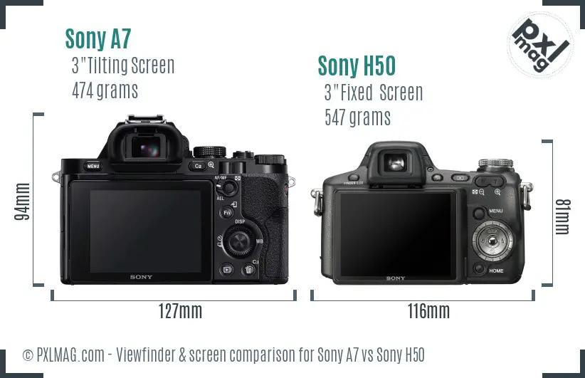 Sony A7 vs Sony H50 Screen and Viewfinder comparison