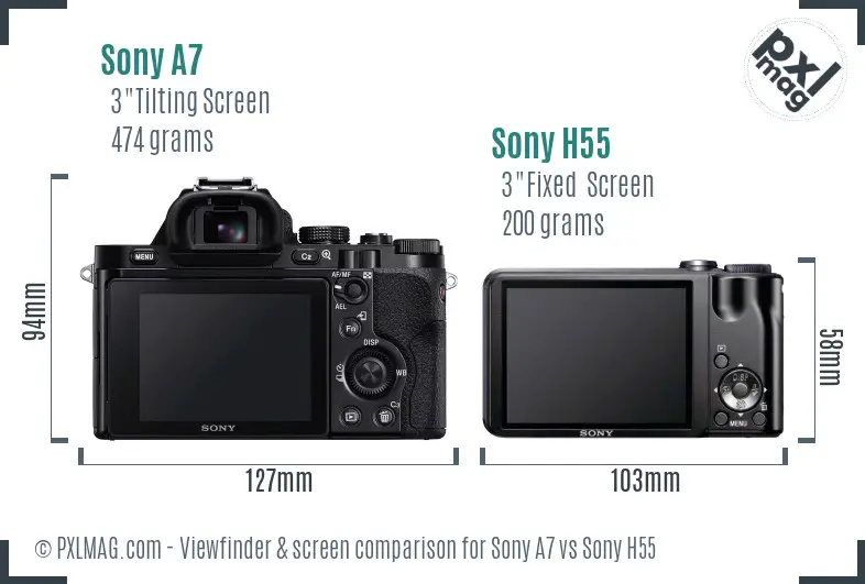 Sony A7 vs Sony H55 Screen and Viewfinder comparison