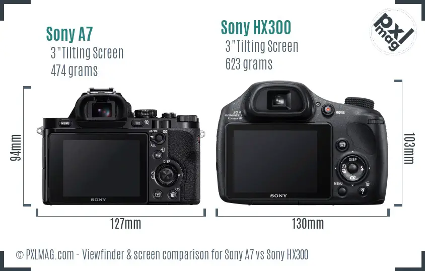 Sony A7 vs Sony HX300 Screen and Viewfinder comparison Sony A7 vs Sony HX300 Screen and Viewfinder comparison