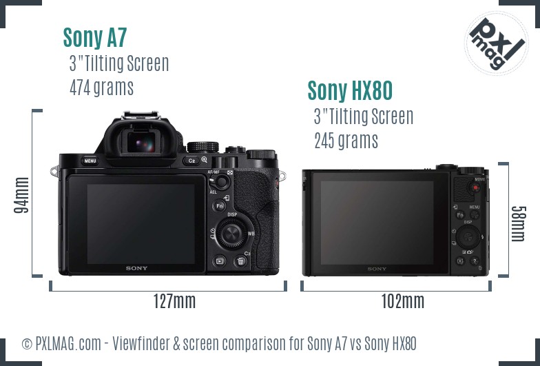 Sony A7 vs Sony HX80 Screen and Viewfinder comparison