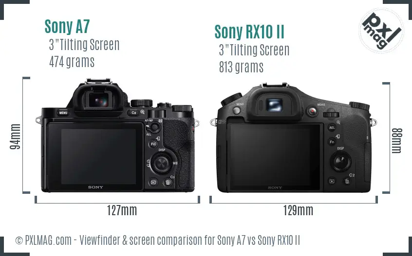 Sony A7 vs Sony RX10 II Screen and Viewfinder comparison Sony A7 vs Sony RX10 II Screen and Viewfinder comparison