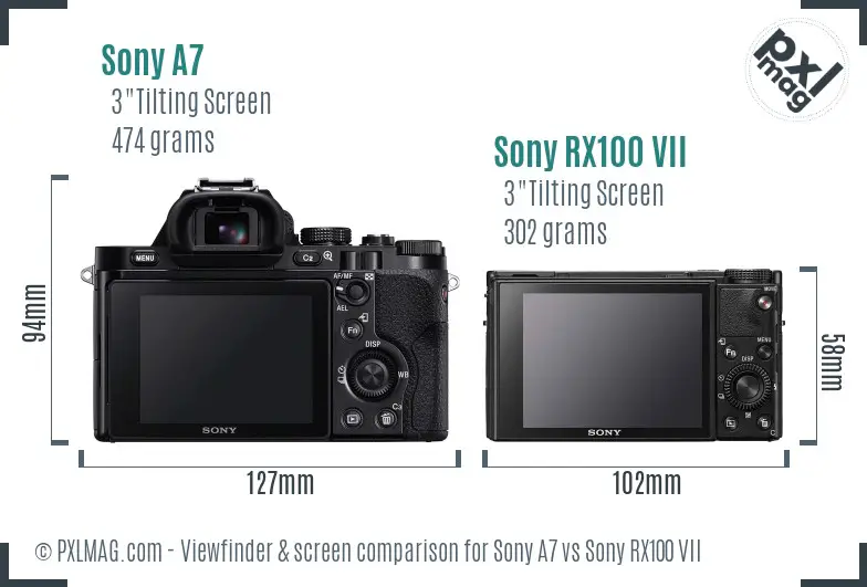 Sony A7 vs Sony RX100 VII Screen and Viewfinder comparison Sony A7 vs Sony RX100 VII Screen and Viewfinder comparison
