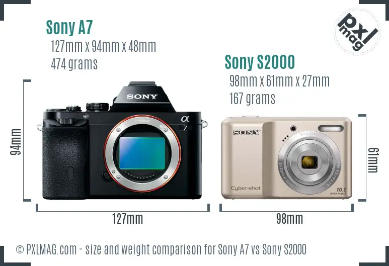 Sony A7 vs Sony S2000 size comparison