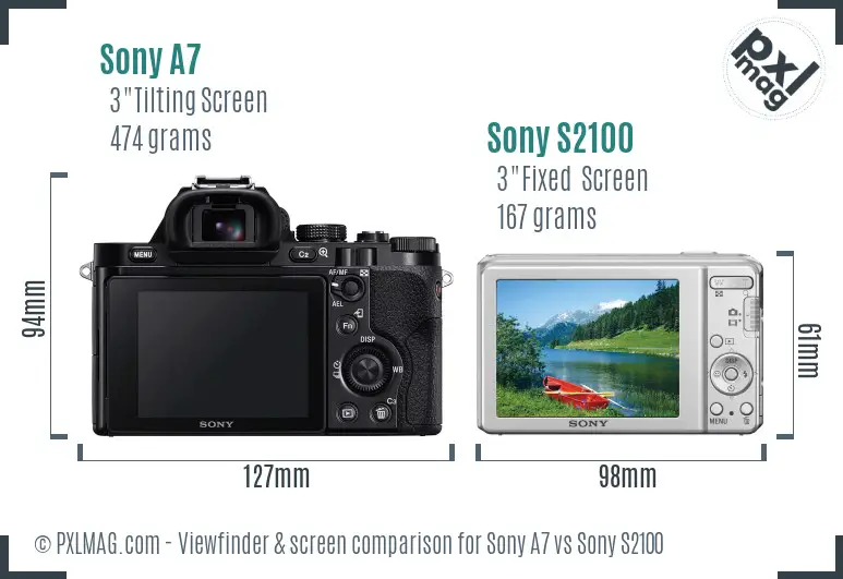 Sony A7 vs Sony S2100 Screen and Viewfinder comparison